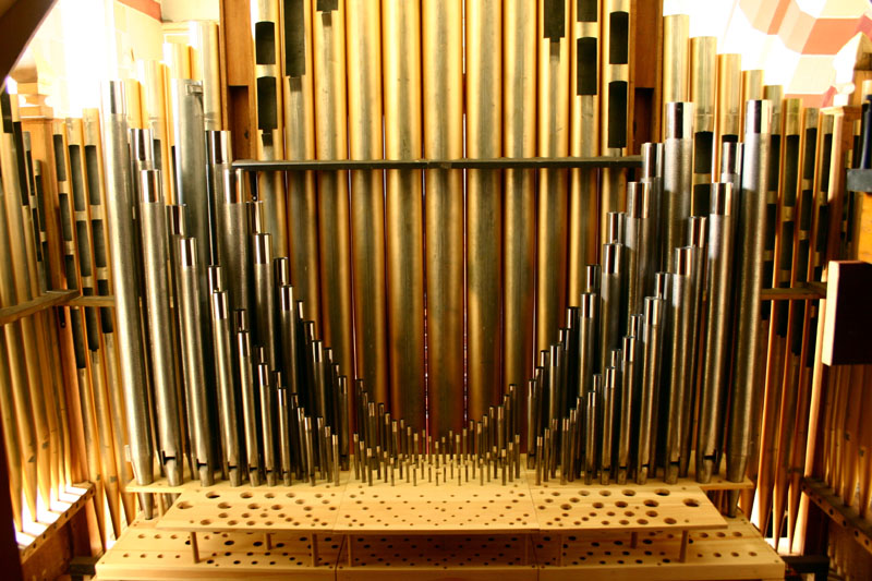 Victorian organ case with gilded front pipes at St Mary's, Crumlin Road, Belfast